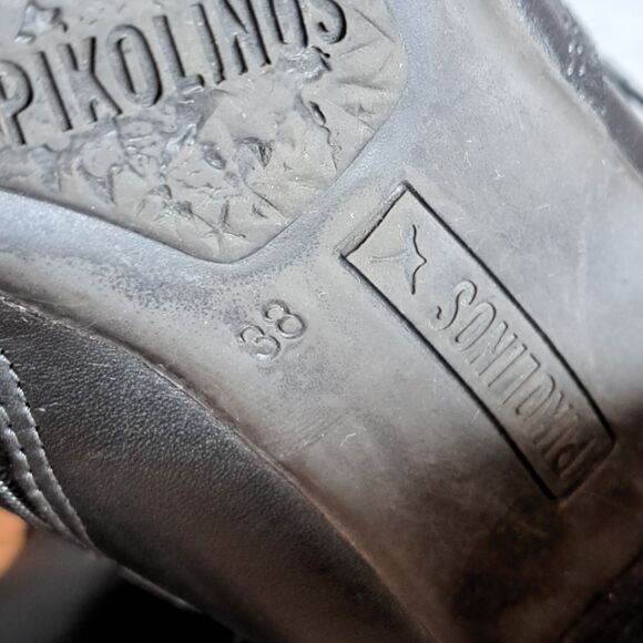 Pikolinos Verona Women 38 7.5 Black Leather Mid-Calf Zip Boots Ankle Heels - Picture 8 of 11